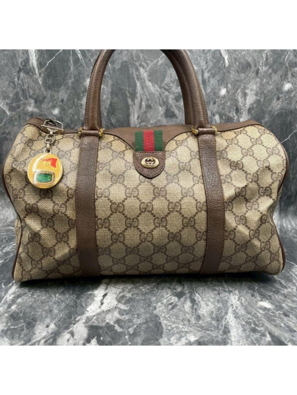 Gucci GG Sherry Line Boston Bag Brown Leather - Picture 2 of 10